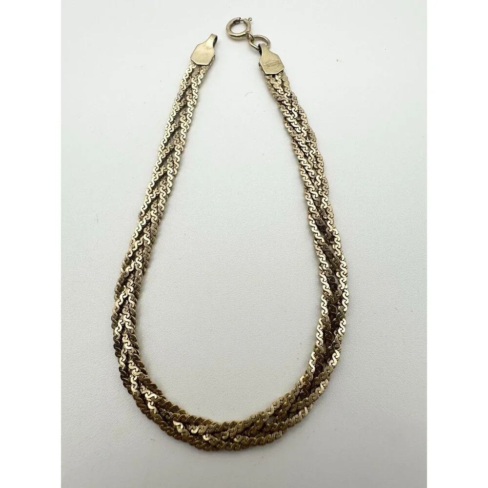 Vintage 12k Gold Filled Serpentine Chain Bracelet 7” 3.5mm Wide